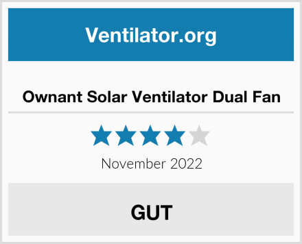  Ownant Solar Ventilator Dual Fan Test