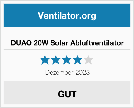  DUAO 20W Solar Abluftventilator Test
